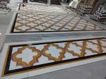 White and Yellow Marble Water Jet Carpet in Modern Design Style for Living Room