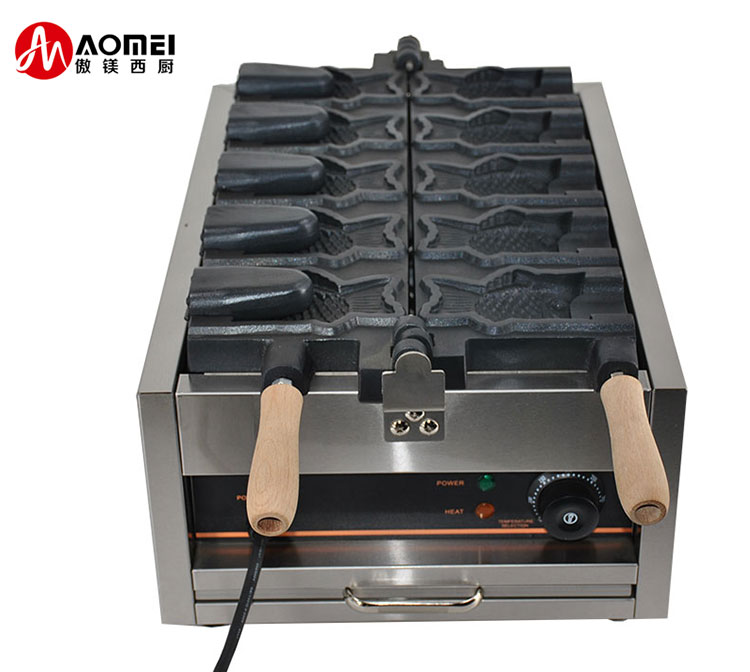 5 Fish Cone Capacity Electric Fish Shape Waffle Iron Taiyaki Machine for Ice Cream Cone