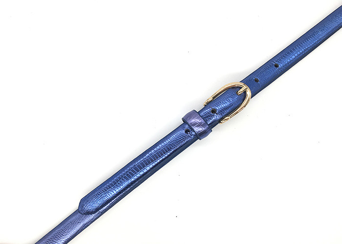 Thin Fashion Mini Fake Leather PU Belt For Garment Adjustble Length Blue Color