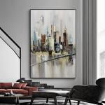 Modern Style Pure Hand Painted Colorful Knife Oil Painting on Canvas for Living