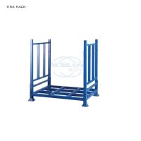 Buy cheap Customized Collapsible Orange Tire Storage Rack Shelves Foldable Metal Stackable product