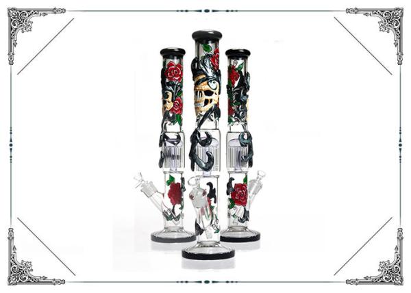 Quality 12 Arms Perc 18&quot; Straight Glass Bongs Cooper Art On Pipes Custom Tobacco Tube Glass for sale