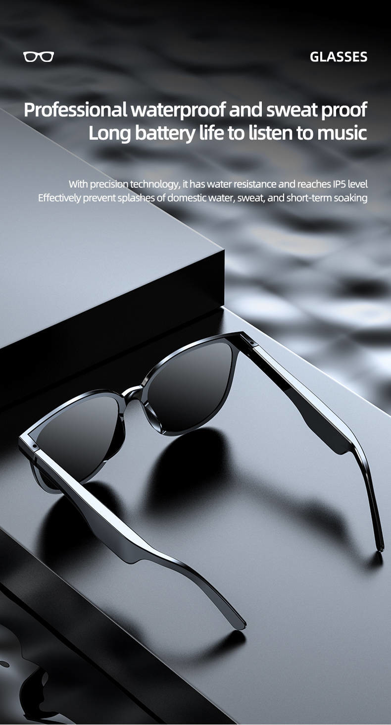 Handsfree smart sunglasses built in double speakers touch control for outside sport