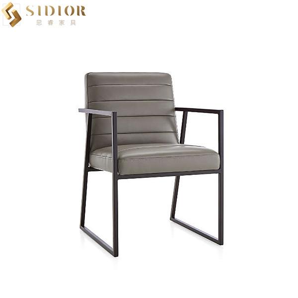 Buy cheap Luxury Metal Frame Leather Restaurant Chairs 82cm Grey Pu Dining Chair from wholesalers