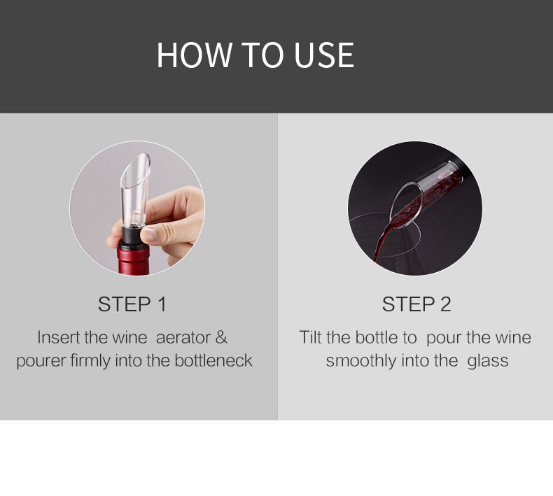 Portable And Dishwash Safe Wine Aerator Pourer Acrylic Non Drip Wine Pourer