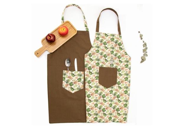 Buy cheap Couple Full Print Kitchen Cooking Apron , Colorful Cotton Kitchen Aprons With Pockets from wholesalers