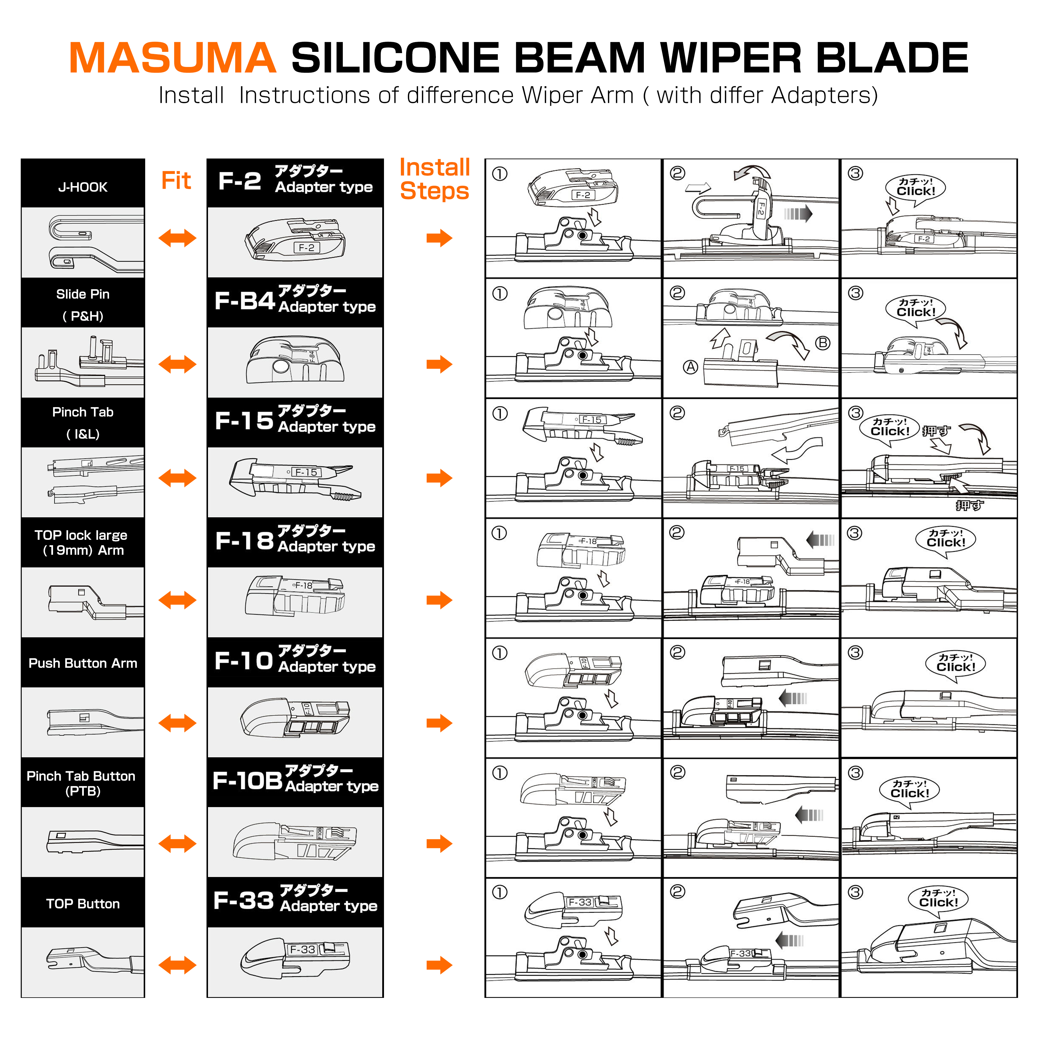 MU-20h MASUMA Auto Parts Accessories 62*3.5*2cm Beam Wiper Blade for Ford Car Fitment