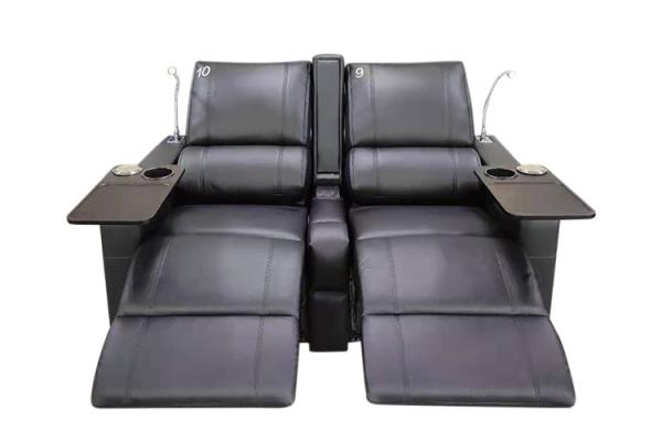 Faux Leather Power Home Theater Recliner Sectional Sofas With Raised Armrest