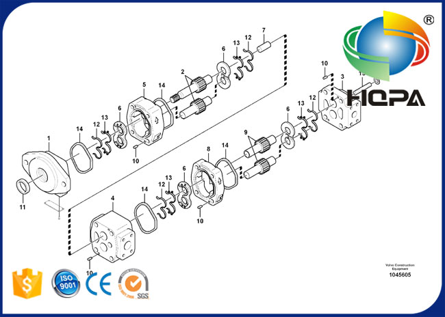 VOE14536209 14536209 Hydraulic Gear Pump Seal Kit for Excavator Volvo EC360B