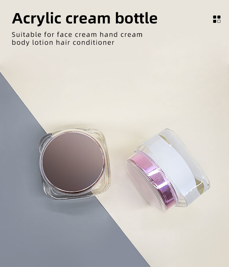 Square Acrylic Double Wall Cosmetic Skincare Cream Jar 100g Od 87mm
