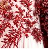 Buy cheap Sustainable Handmade Lace Fabric Beaded Red Lace Material 15 Yards Length from wholesalers