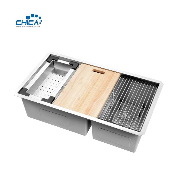 Buy cheap Double Bowl Kitchen Sink Stainless Steel Kitchen Sink Handmade Kitchen Sink Topmount Kitchen Sink from wholesalers