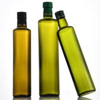 Buy cheap Body Material Glass Olive Oil Bottle Dark Green Round Oil Glass Bottle with Metal Lid product
