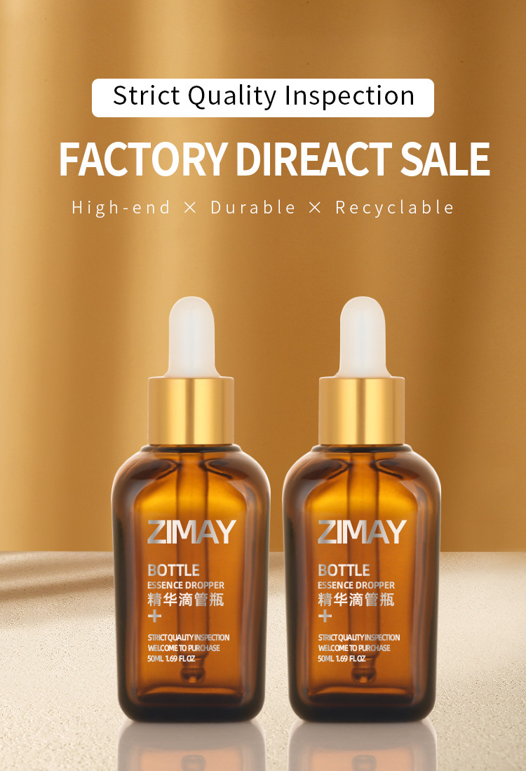 50ml Dropper Empty Serum Container Cosmetic Hair Oil Custom Logo Glass Serum Bottle