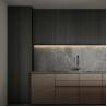 Buy cheap Custom Modern Gold PET Island Kitchen Cabinet High Quality Complete Modular Glass MDF Faucet Hinge Drawer Basket from wholesalers