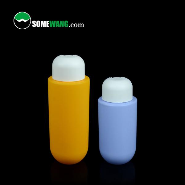 Customized Color HDPE Flat Shoulder Round Bottom Bottle Cosmetic 300ml 400ml