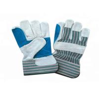 Buy cheap Heavy Duty Leather Safety Gloves Stripe Cotton Fabric Material CE Approved product