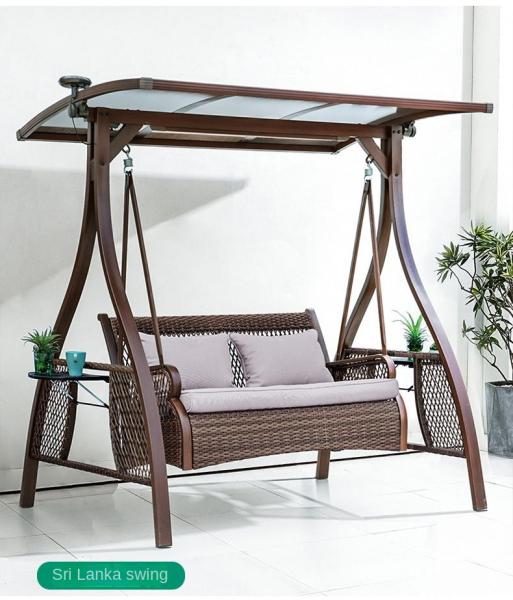 2 Seat Porch Patio Garden Swing Chair With PE Rattan Seat And Aluminium Alloy