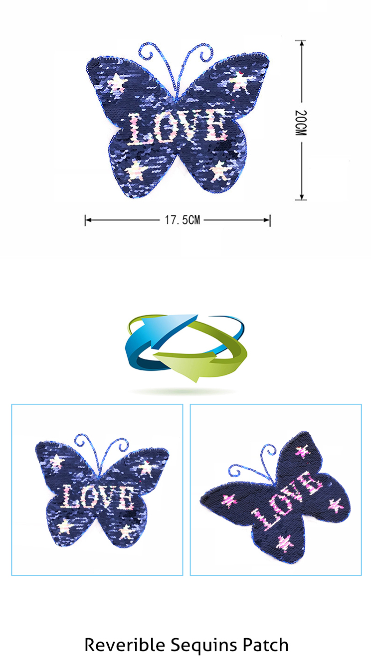 Various Styles Sequin Embroidery Patches Butterfly Series For Garment / Bags