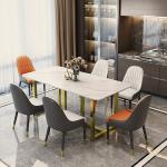 1.6 Meter Length Marble Apartment Dining Tables With Stainless Steel Leg