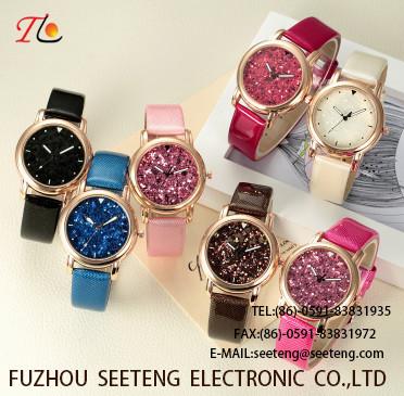Buy cheap Wholesale Delicate Dial PUStrap Ladies Wrist Watch Fashion Watch quartz watch AlloyCase Multicolor strap twinkling dial from wholesalers