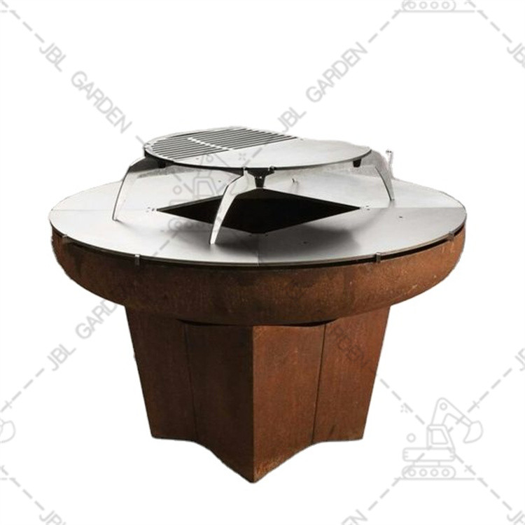 Corrosion Resistant Corten Steel BBQ Grill Outdoor Charcoal Grill Rusty Red