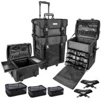 Buy cheap Stackable Adjustable Makeup Soft Trolley Case , Makeup Beauty Trolley Black product