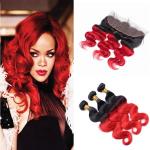 Pre-Colored Brazilian Human Hair Bundles With 13*4 Closure Human Hair Bundles