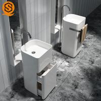 Buy cheap Sanitary Modern Bathroom Pedestal Sink Acrylic Solid Surface Material product