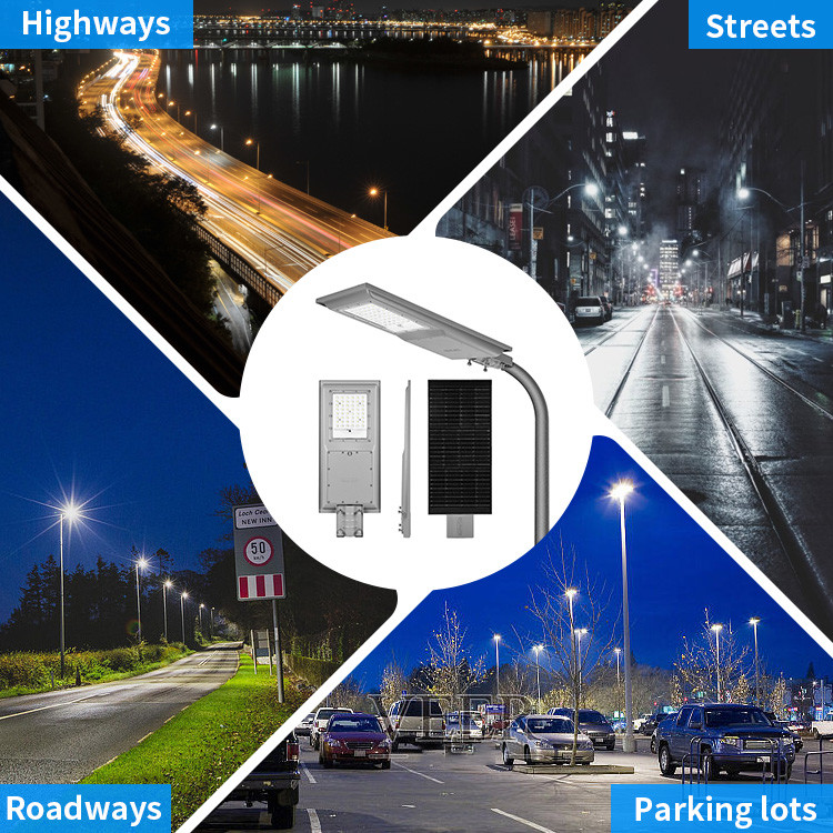 100W Solar Powered LED Street Lights ABS Housing SMD 2835 LED Chip 7000lm All In One