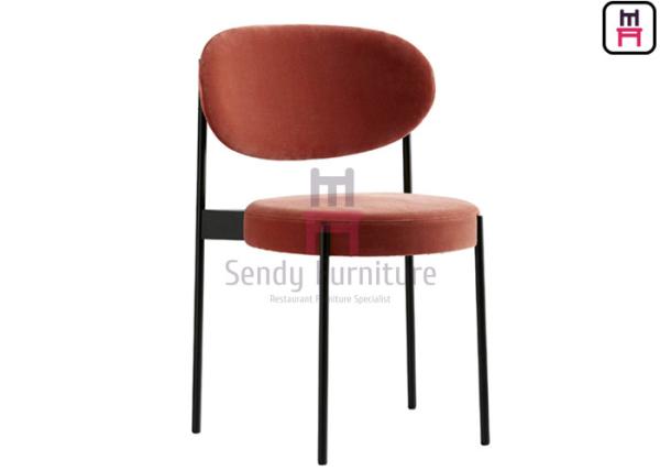 Red Black Painted Metal Dining Room Chairs / Upholstered Dining Chair Without