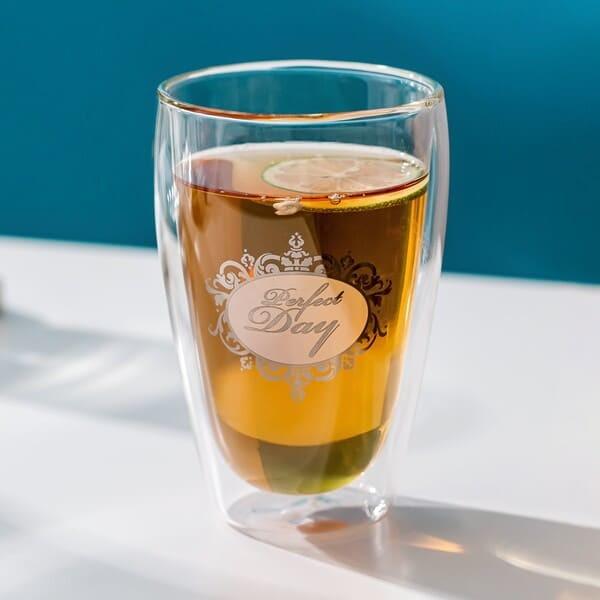 Clear Insulated Double Wall Drinking Glass 12oz Clear Heat Resistant Tumbler