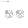 Buy cheap 0.7cm 0.07oz Four Leaf Clover Stud Earrings 925 Sterling Silver Earrings ODM from wholesalers