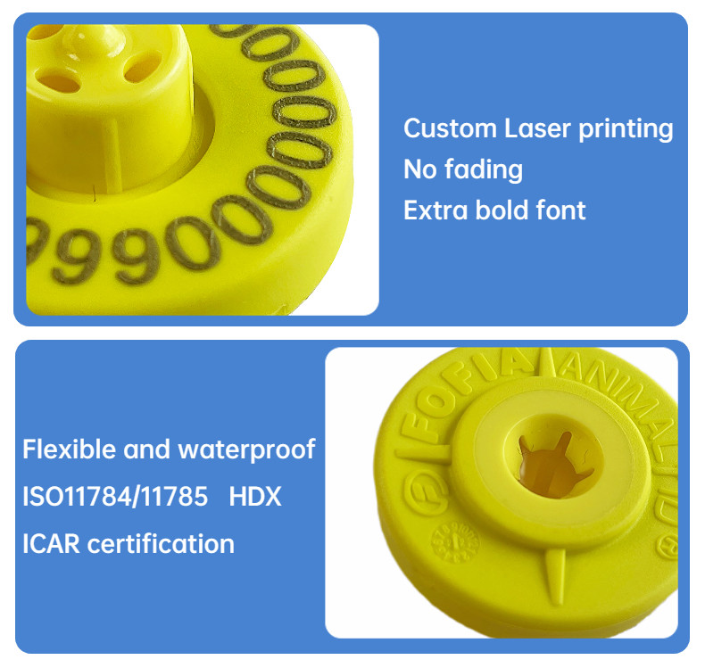 R/W Standard Electronic Ear Tags ISO11784/5 HDX PEUR Animal Ear Tags 350N