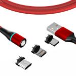 3A 5A 3 In 1 Braided Charging Cable LED Magnetic USB Type C Fast Charging