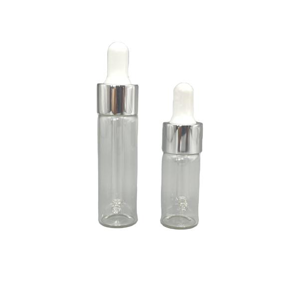 Buy cheap 10ml 15ml Glass Cosmetic Bottles Straight Shape With Aluminum Oil Dropper from wholesalers