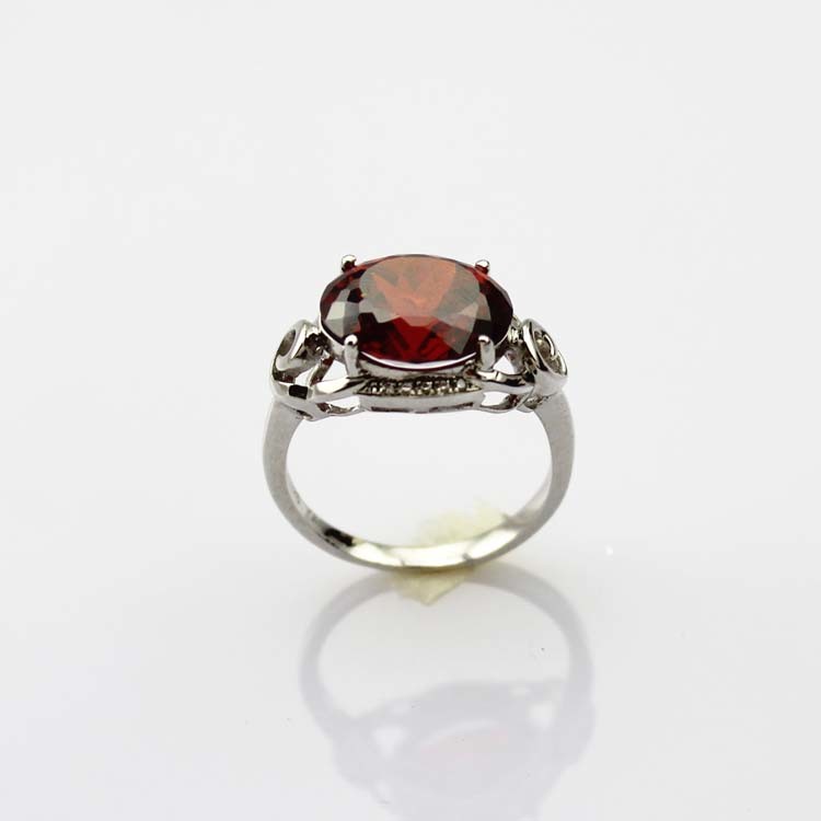 925 Sterling Silver Ring with 10mmx12mm Oval Purple Amethyst Cubic Zirconia(F42)