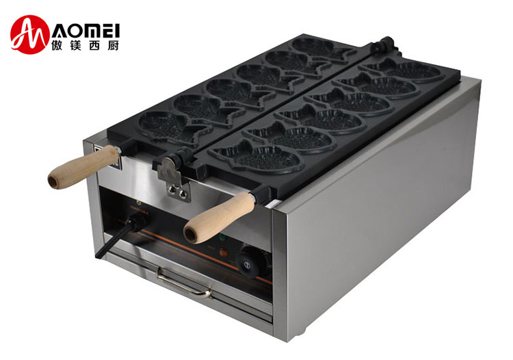 Stainless Steel Taiyaki Making Machine for Snack Equipment and 128x8x78mm Fish Size