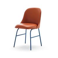 Buy cheap Aleta Brown Leather Upholstered Dining Chairs Metal Base Easy Maintenance product