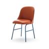 Buy cheap Aleta Brown Leather Upholstered Dining Chairs Metal Base Easy Maintenance from wholesalers