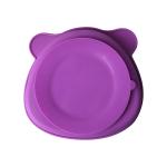 Baby Feeding Plate Set Silicone Customized Sizes Purple Bear Shape Eco Friendly