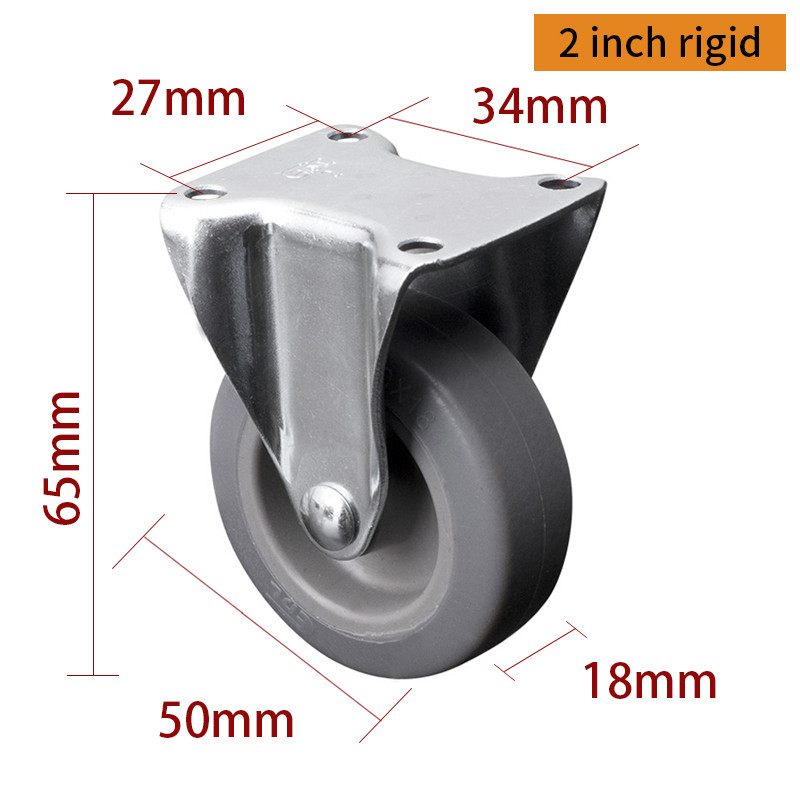 EDL Mini Caster Wheels 2inch 30kg Plate TPE Caster by Rigid , Swivel and Break type 202P-52