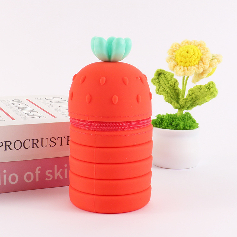 Collapsible Silicone Pencil Box Easy To Clean Waterproof Stationery Supplies
