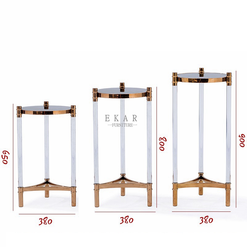European Modern Style Tempered Glass Stainless Steel Side Table