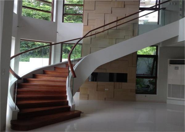 Buy cheap Tempered Glass Tread Building Curved Stairs With 300*12mm / 300*10mm Stringer from wholesalers