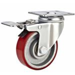 medium duty 5" rigid PU cast iron core caste, 5" fixed red PU cast iron caster