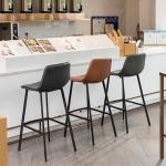 Cafe PU Leather Bar Stools Retro Design Bar Height Stools Orange Black