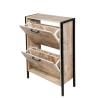 Buy cheap Industrial Metal wood Narrow Shoe Cabinet Entryway Shoe Rack For Home 2 Tiers from wholesalers