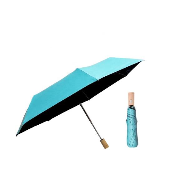 Buy cheap Wooden Handle Three Folding Umbrella 7 Fiberglass Ribs from wholesalers
