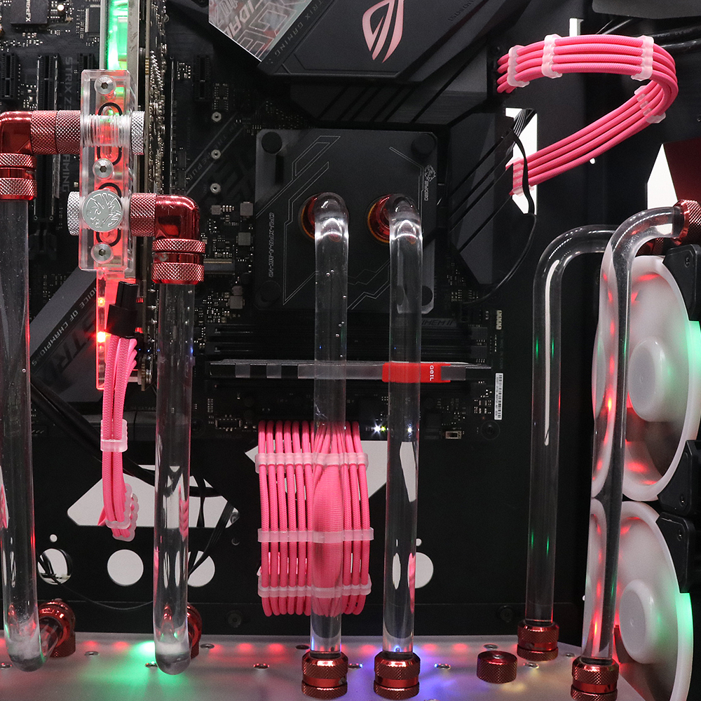 Sleeved Cables Kit 18AWG 30cm ATX 24-pin CPU4+4-pin PCI-E 6+2-pin PCI-E 6-pin for ATX Power Supply Cable(Pink)